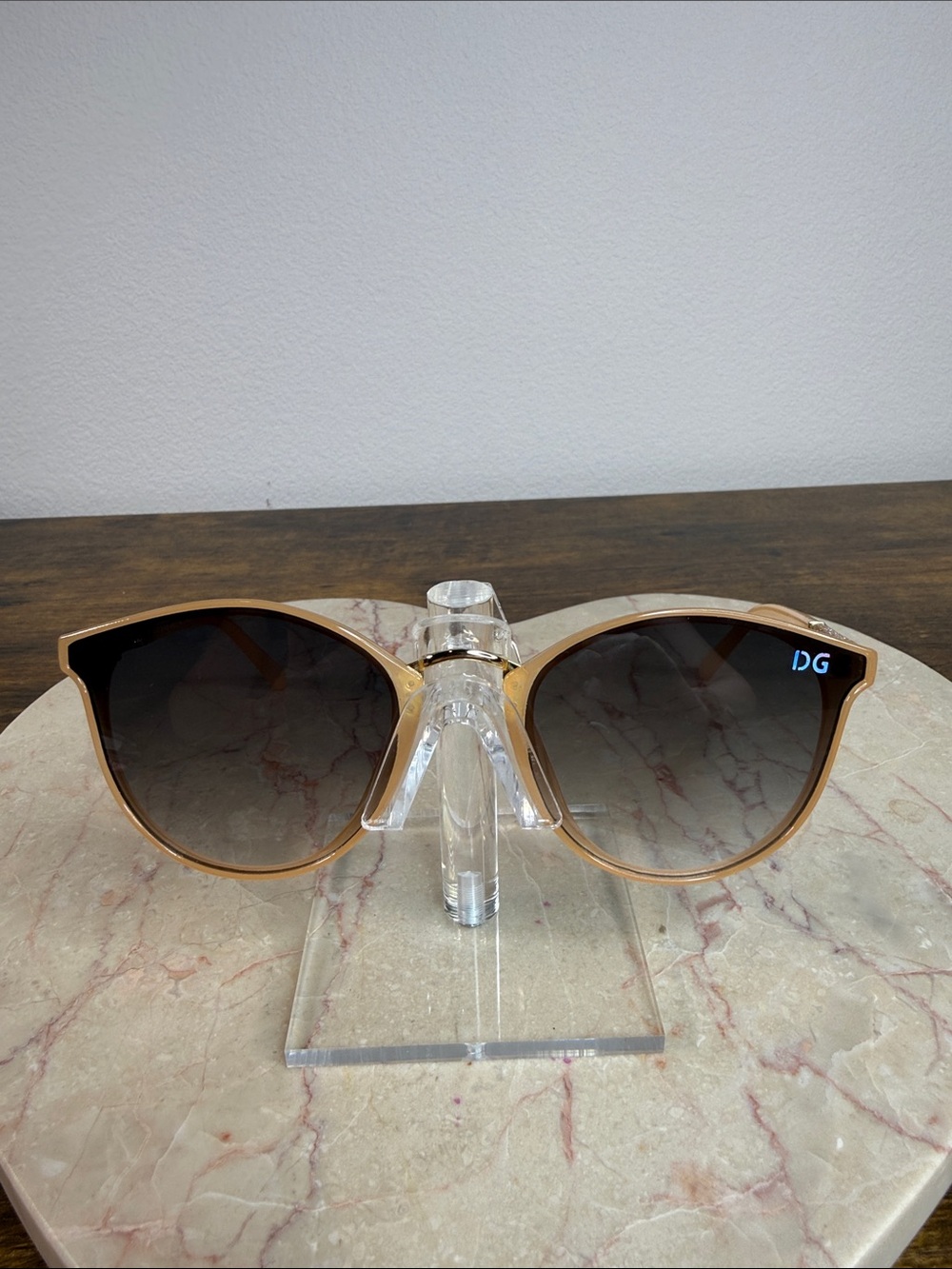 Dolce & Gabbana Tan Frame Brown Gradient Women's Cat-Eye Sunglasses